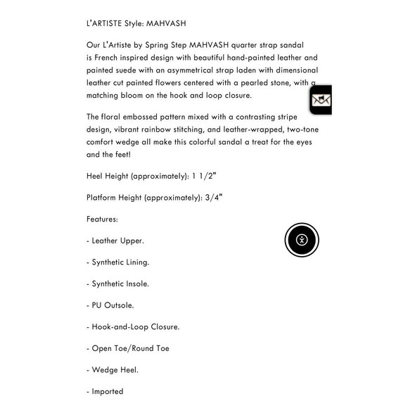 L'Artiste Spring Step Women's Mahvash Ankle Strap Leather Sandal Black 8.5 M 39 - Picture 9 of 11